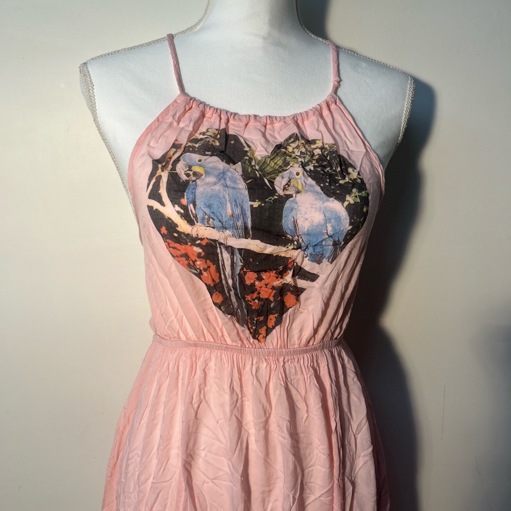 Wildfox Pink Halter Sundress Coverup Parrot Jungle NWT Small